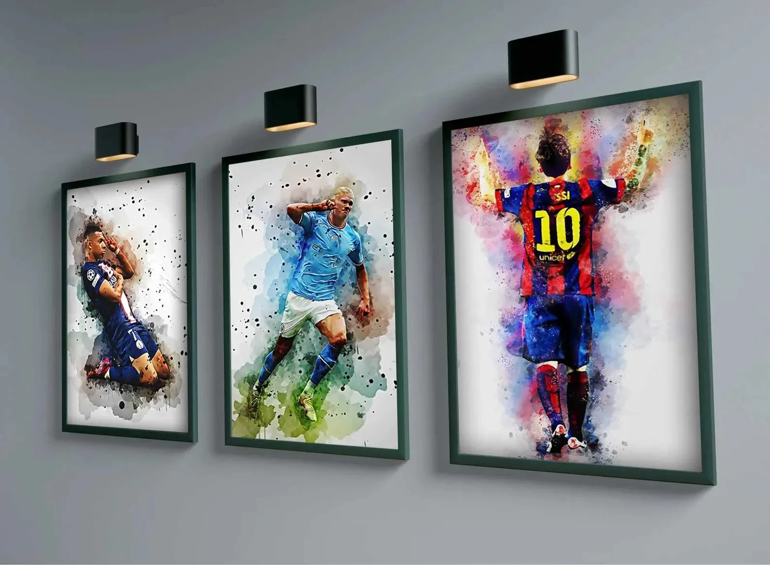 Watercolor wall art Soccer Star Wall Art Poster Dorm Room Home Decor Pop Canvas Painting Mural Collection Picture Print Artwork