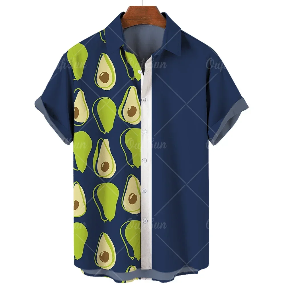 Avocado Fruit Pattern Funny Clothing Casual Pullover Men's T-shirt Fashion Summer Short Sleeve Harajuku Shirt