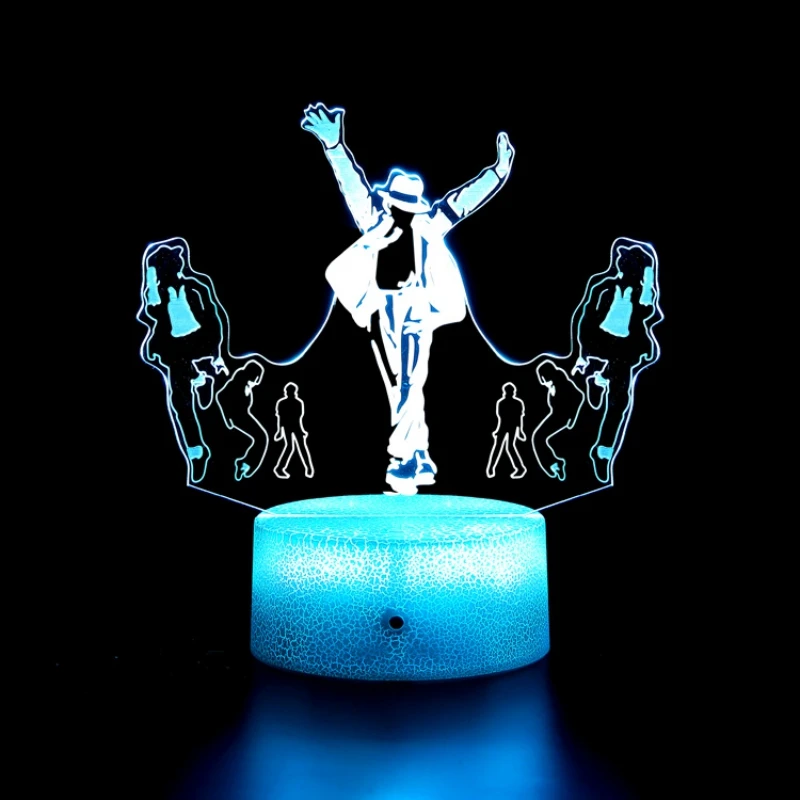 Lampada 3D Michael Jackson - Luci Nottole 7 Colori, USB/Batteria, Touch Per Camera - Foto 4