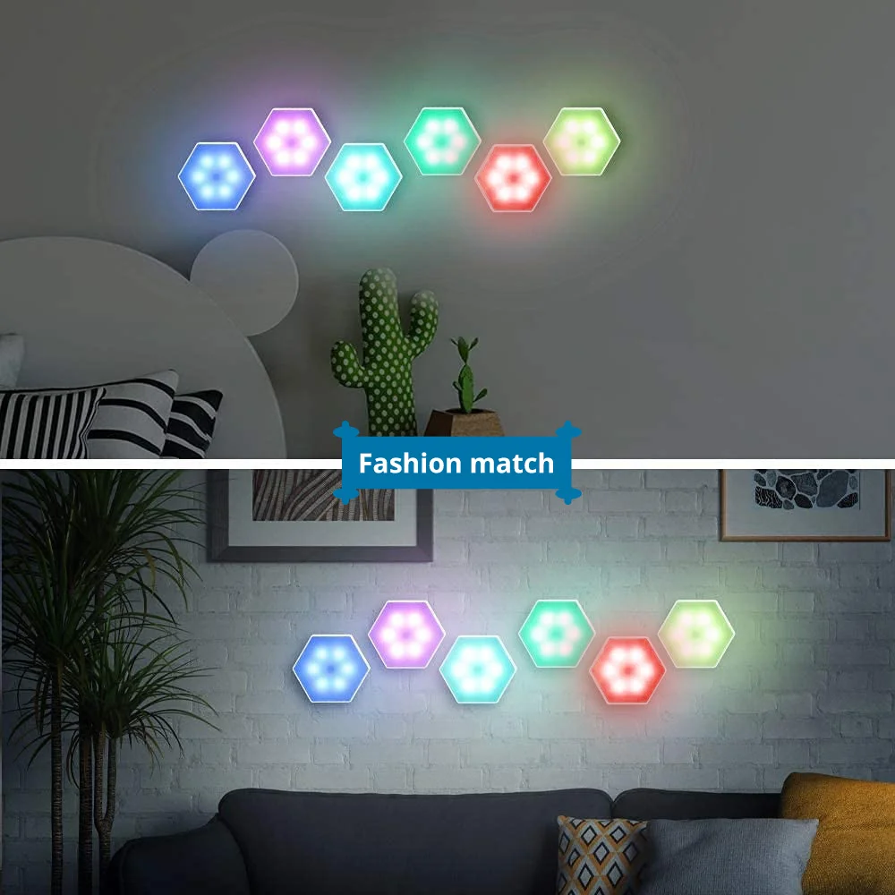 RGB LED Hexagon Wall Lamp Remote/Touch Control Hex Lights Creative DIY Modular Night Light For Kids Children Indoor Decoration