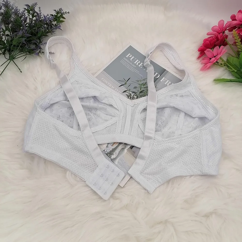 Classic Full Coverage Bra for women lace embroidery sexy lingerie DEMI Push Up cotton underwear top plus size 40-50 DEF cup C29 6