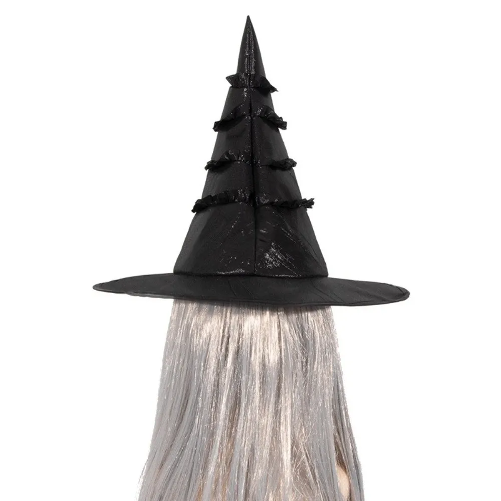 Cool Black Wizard Cap Oxford Cloth Steampunks Halloween Witch Hat Decoration Lolitas Cosplay Witch Hat Parties