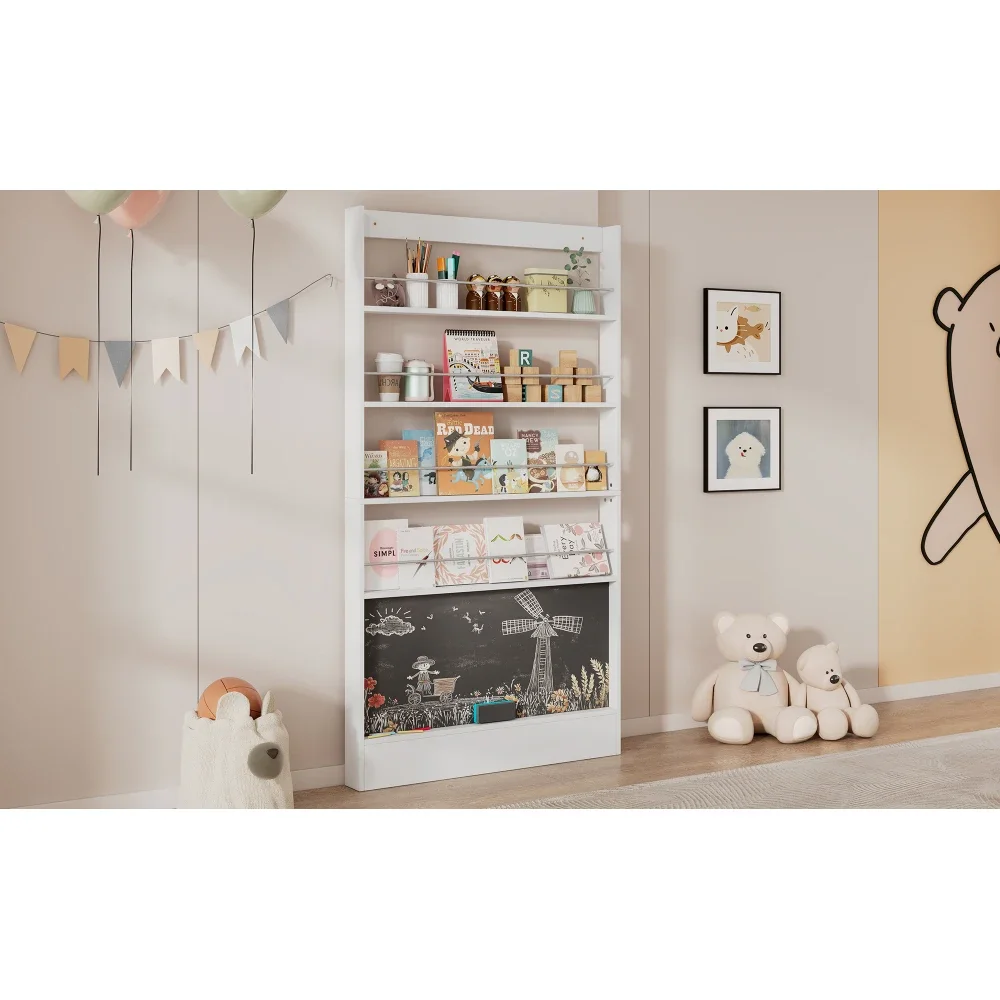 Modernes Bilder-Bücherregal, Ausstellungsregal, Bücherregal, Kinderzimmer-Bücherregal, 4-kantiges Lagerregal + bemalbare Tafel – Detail 11