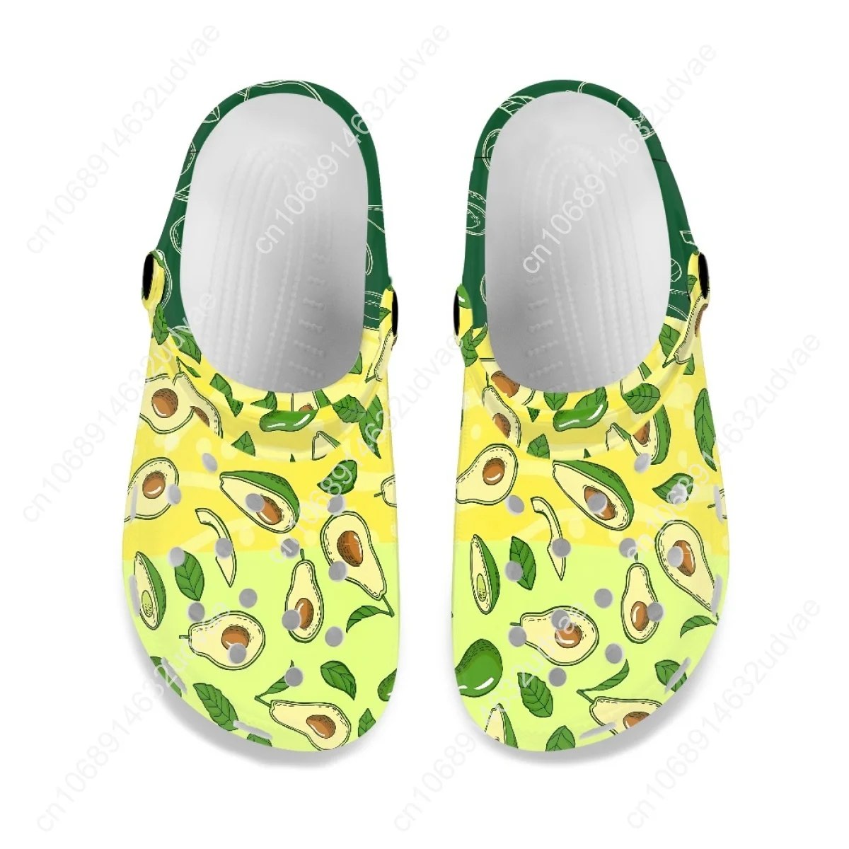 New Trend Women's Slippers Gradient Avocado Cartoon Pattern Clogs for Unisex Men's Non-Slip Slide Sandals Hole Shoes
