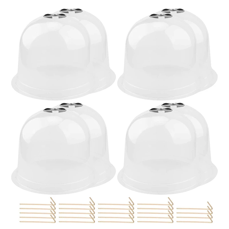 

10 Pcs Reusable Plastic Mini Greenhouse Garden Cloche Dome Plant Covers Frost Guard Freeze Protection With Securing Pegs