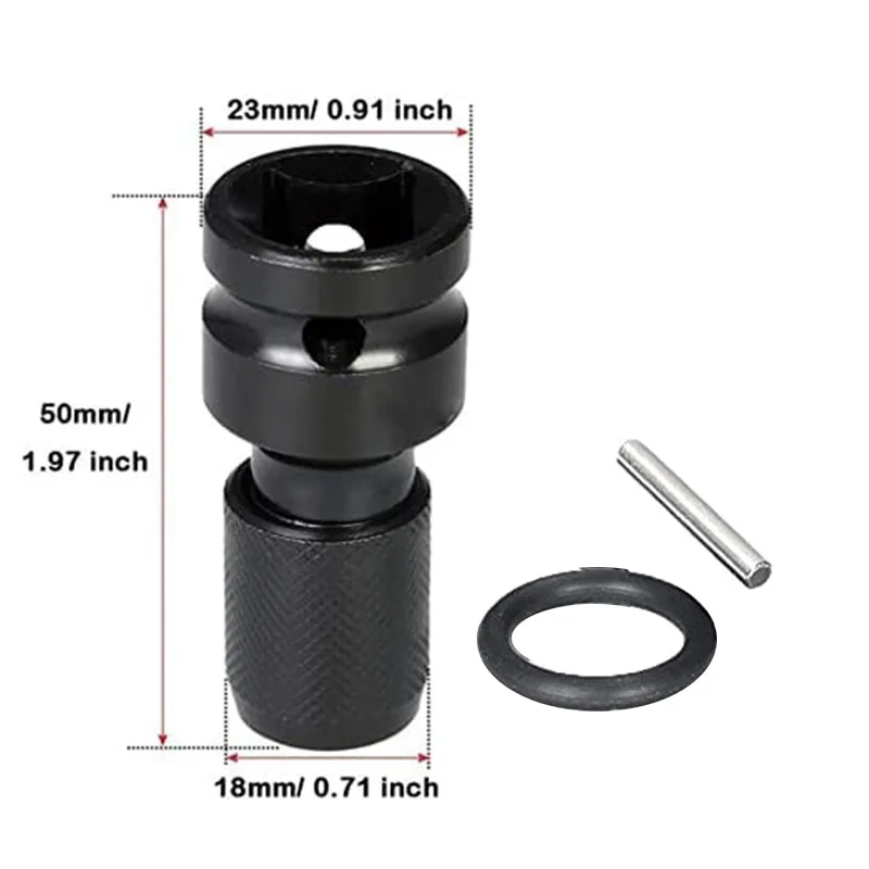 SenNan 1pcs 1/2 Inch Square Drive to 1/4 Inch Hex Socket Adapter Converter Chuck Adapter for Impact Air and Electric Wrench 5