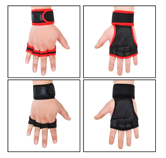 Description Picture 2 of item1 Pair Wrist Protector Gym Wristbands Weight Lifting Gym Training Gloves Women Men Fitness Bodybuilding Hand Grips Palm Gloves