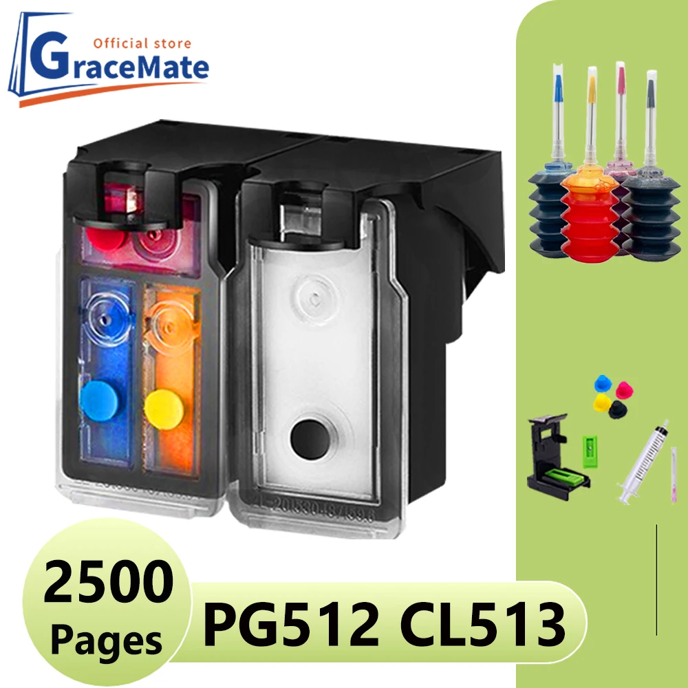 Pg512 Cl513 Riutilizzabile Cartuccia Di Inchiostro Pg 512 Cl 513 Compatibile Per Canon Pixma Ip2700 2702 Mp280 Mp282 Mp480 Mx320 Mx330 Stampante