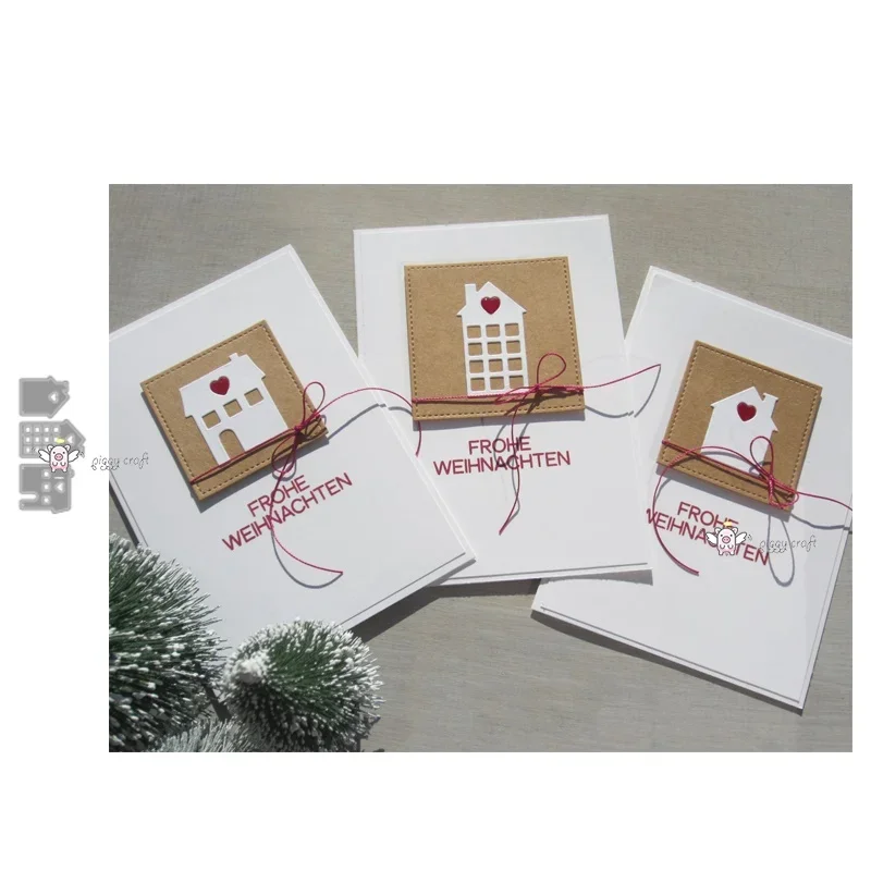 Mmao Crafts Metall-Stahlschneideformen, neue Herz-Haus-Dekorationsschablone für DIY Scrapbooking, Papier-/Fotokarten, Prägeformen – Detail 1