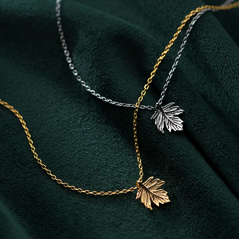 

Simple Maple Leaf Necklaces For Women 925 Sterling Silver Jewelry Beautiful Leaves Necklace Girlfriend Anniversary Gifts