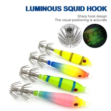 

2Pc Fluorescent Fishing Lures Luminous Squid Jig Hooks Cuttlefish Octopus Baits Fishing Accessories Tackles Equipment