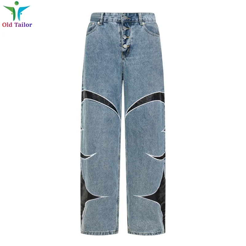 24SS THUGCLUB Embroidery Patchwork Logo Jeans Washed High Quality Men's Women's Straight Leg Long Pants 3