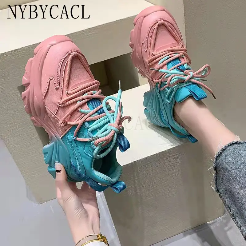 Chunky Sneakers Women 2022 Fashion Platform Shoes Basket Femme Vulcanize Shoes Womens Casual Krassovki Female Trainers Dad Shoes