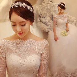 Best Lace Half Sleeve Custom vestido de noiva Beading Lace Bridal Gown Floor Length Free Shipping mother of the bride dresses