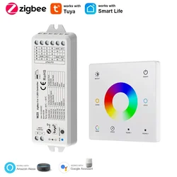 Enhanced Smart LED Controller with 5 - in - 1 RGBCCT Dimming and Touch Panel Switch for Voice Control Integration (1 - Zone WZ5 White)