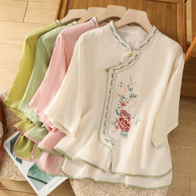 Camisetas De Punto Gofre Para Mujer, Manga Corta, Cuello En V