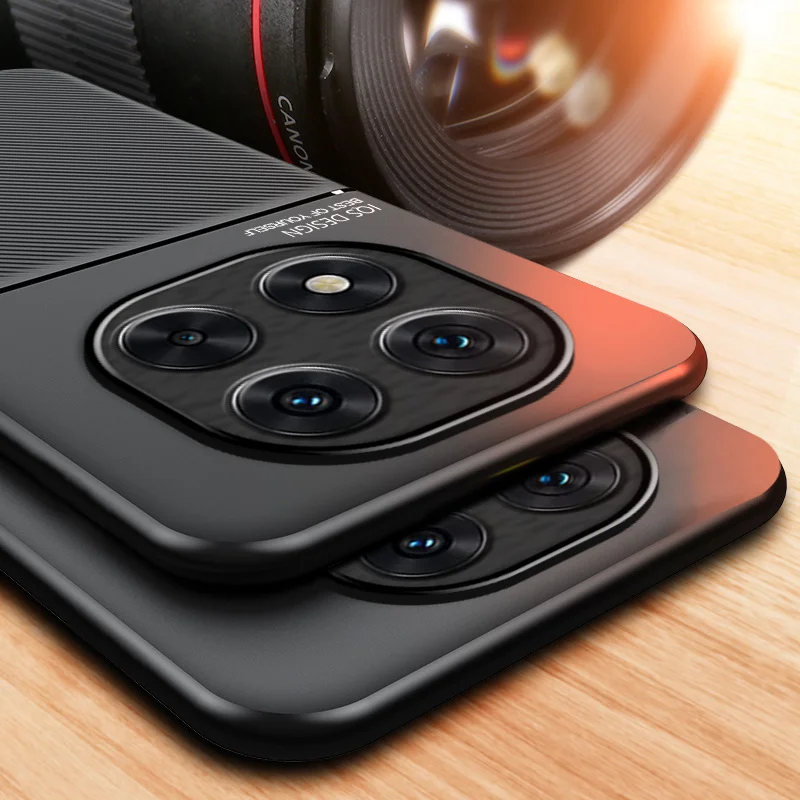 Leather Soft Silicone Bumper with Car Magnetic Holder - Back Cover Case