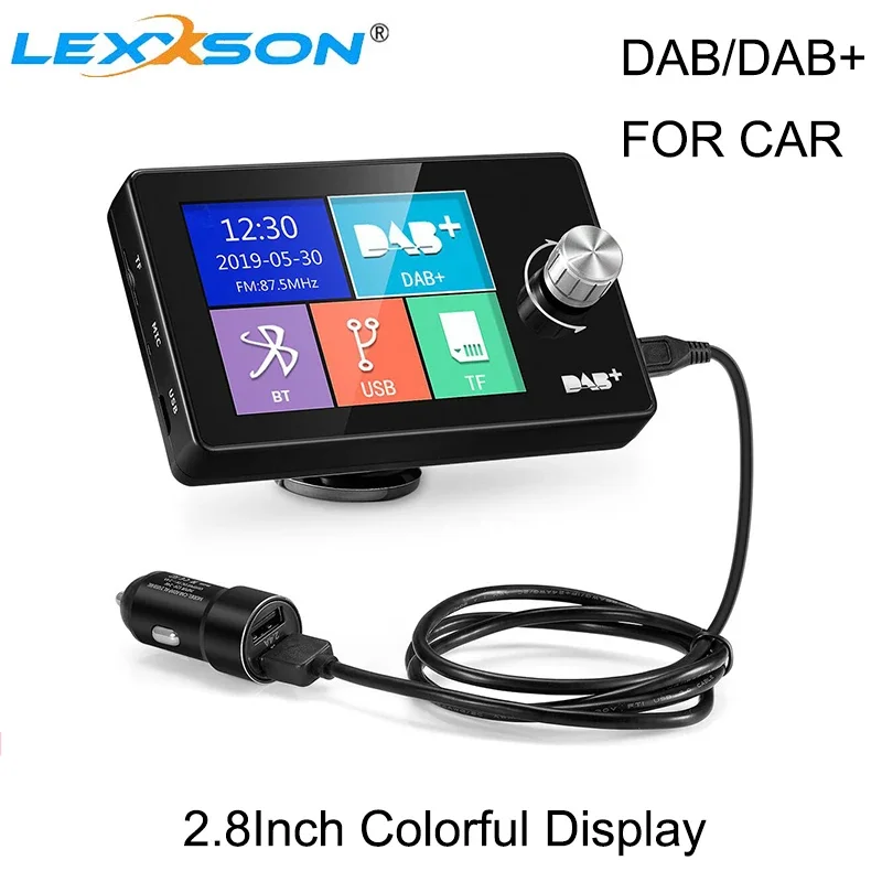 

Portable Car DAB Digital Radio Bluetooth+MP3+FM+Unlimited Preset+Handsfree Call+AUX IN/OUT+Dual USB Car Charger+TF Card Play 64G