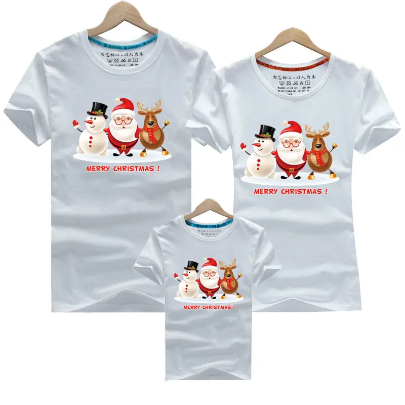 Family Matching Clothing New Christmas Santa Print Adults Kids Baby T-shirt Father Son Mother Daughter Mom And Me Clothes Tops