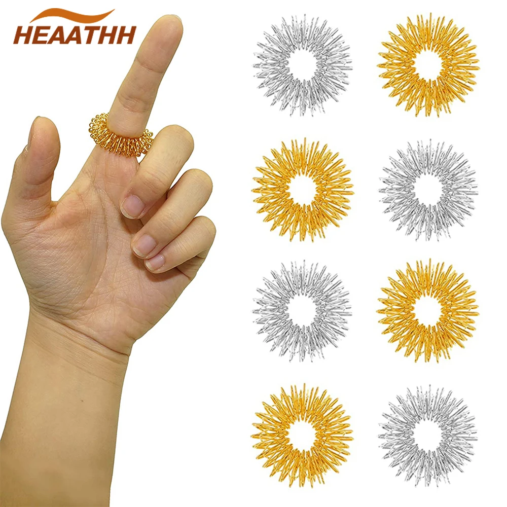 12Pcs/Lot Finger Massage Acupressure Ring Spiky Sensory Ring Hand Health Care Body Massage Silent Stress Reducer Hot Sale phyhoo ring stretcher reducer