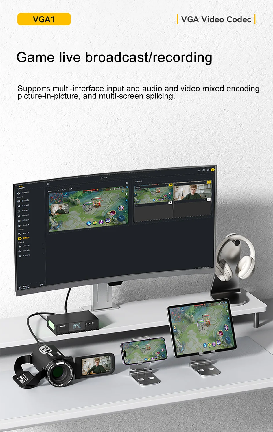 LinkPi 1-channel VGA Capture Decoder VGA1 HD Encoder H265 Multi-platform Live Bo