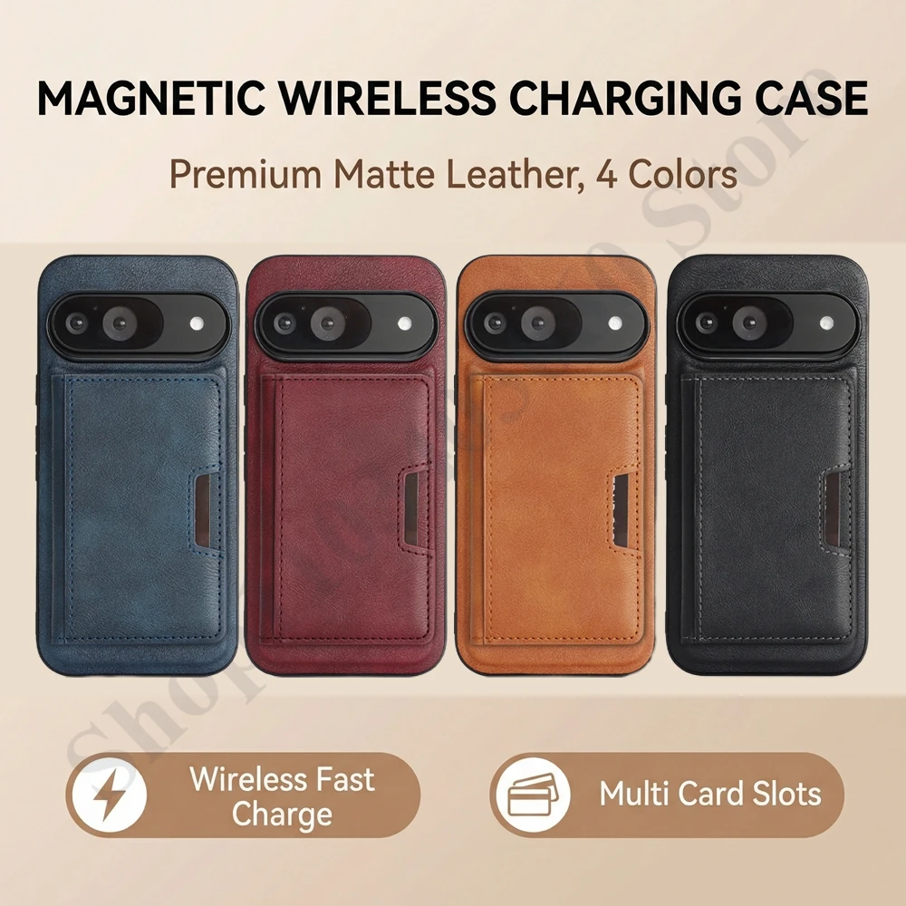 Premium 2-in-1 Leather Phone Case with Magnetic Wireless Charging & Card Slots
