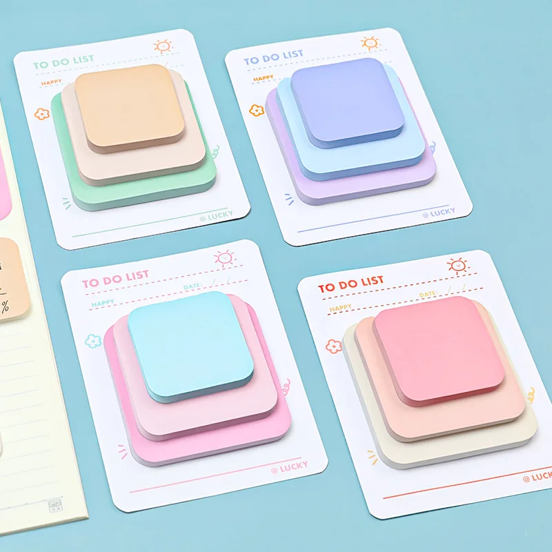 4set/pack Ins Style Colorful Note Pads Student Notes Message Sticky Paper Multi-layer Size Hand Account N Times Stic