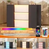 Modern Reception Desk with LED Lights, 63 Inches Front Counter Table with Lockable Drawer & Shelves, Checkout Counter 4