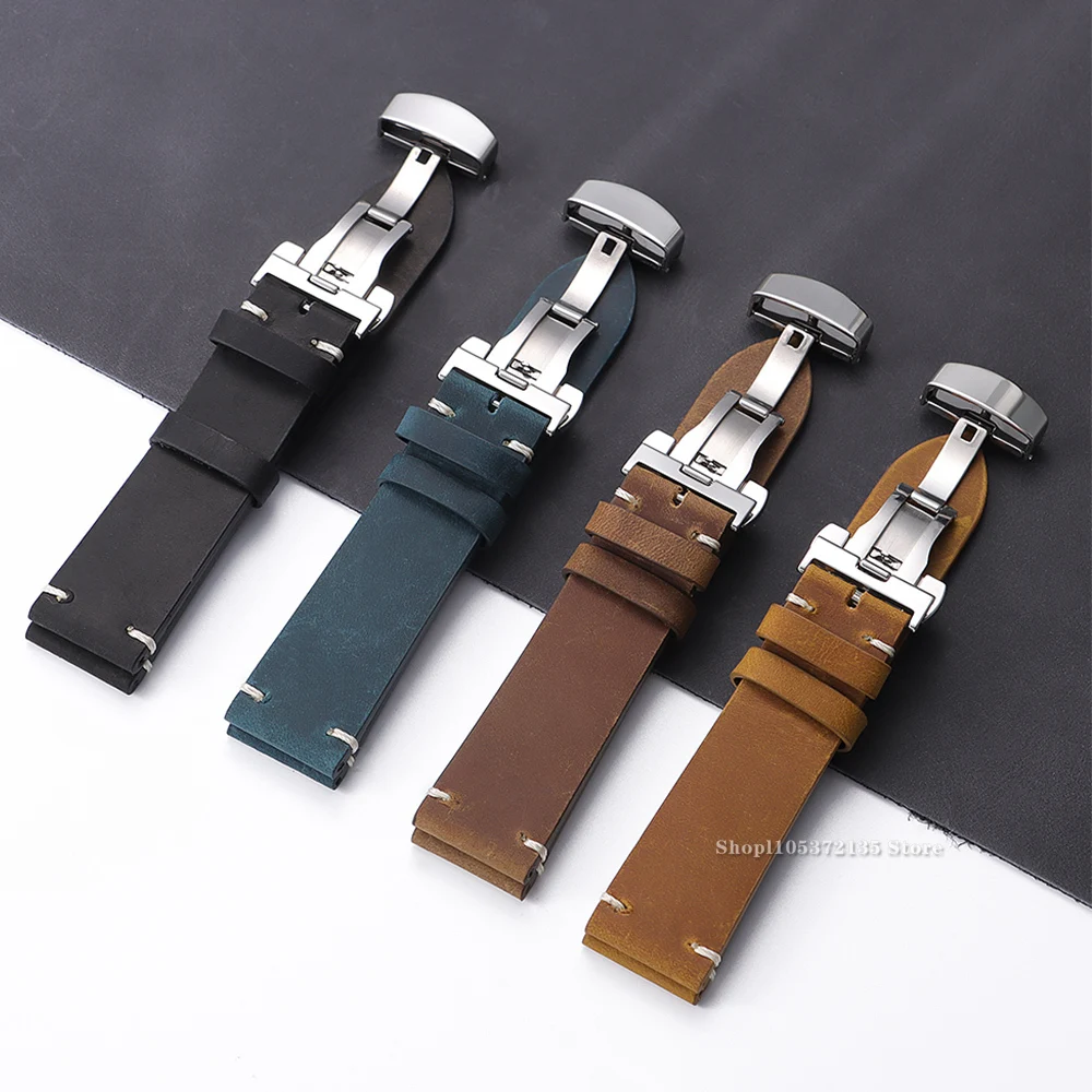 Premium Cowhide Leather Watch Strap - Universal Smartwatch Wristband