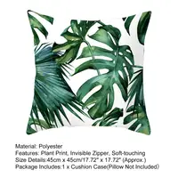 45cm Cushion Case Removable Polyester Green Plant Print Pillowcase Tropical Leaf Cactus Monstera Throw Cushion Cover Home Decor 5