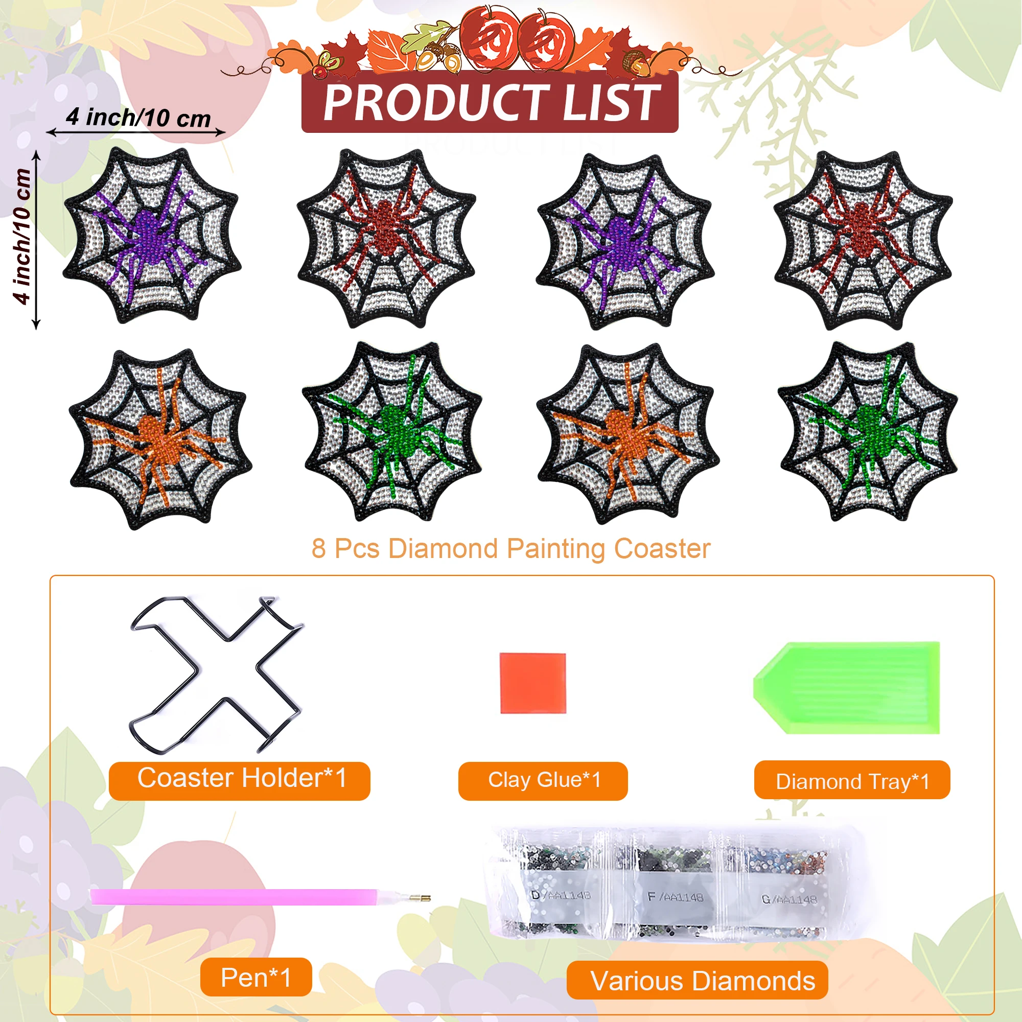 8pcs Diamond Art Coasters for Adults 2