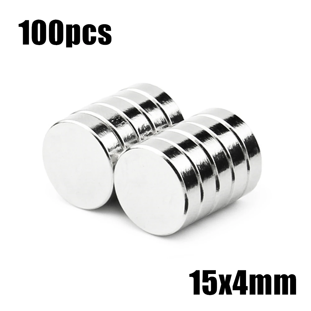 

100pcs 15x4mm Super Powerful Strong Bulk Small Round NdFeB Neodymium Disc Magnets Dia 15mm x 4mm N35 Rare Earth NdFeB Magnet