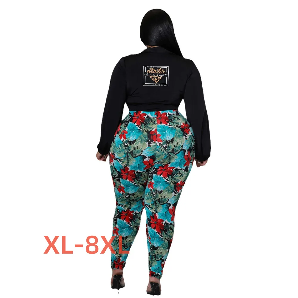 

Plus Size 4xl 5xl 6xl 7xl 8xl Suits Women Two Piece Set Leopard Heart Print Ensemble Hiver 2023 Chandal Mujer Conjunto