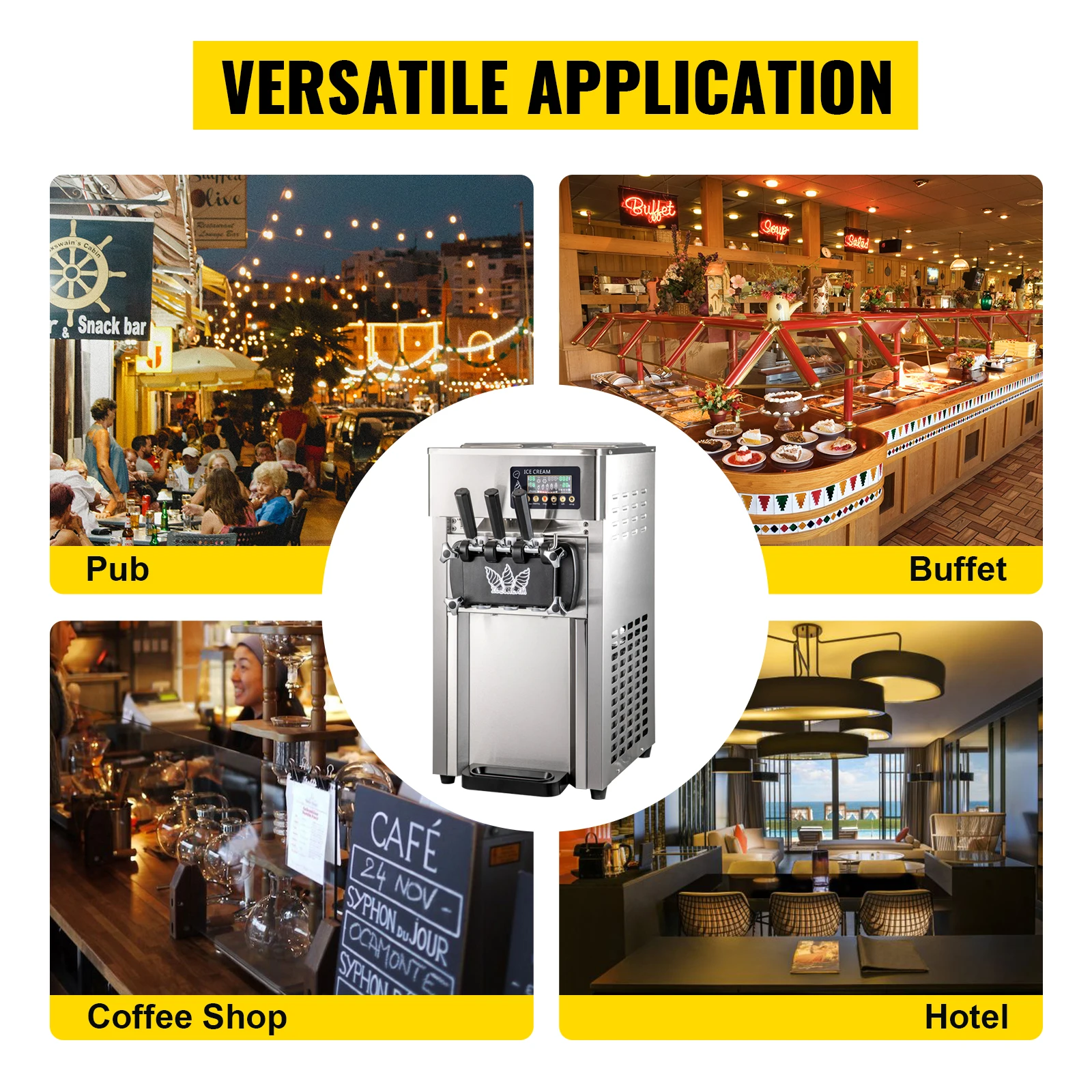Sihao A168 Kommerzielle Softeis-Maschine 3 Geschmacksrichtungen 16-18L/H mit Ein-Klick-Reinigung für Snackbars, Restaurants und Cafés – Detail 9
