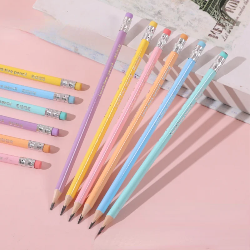 Crayon effaçable macaron, crayon d'écriture éternel, stylo Kawaii,  fournitures scolaires, 12 pièces, 6 pièces