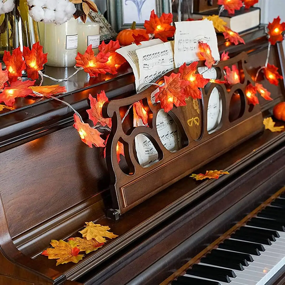 Outdoor decoration with maple leaf LEDs