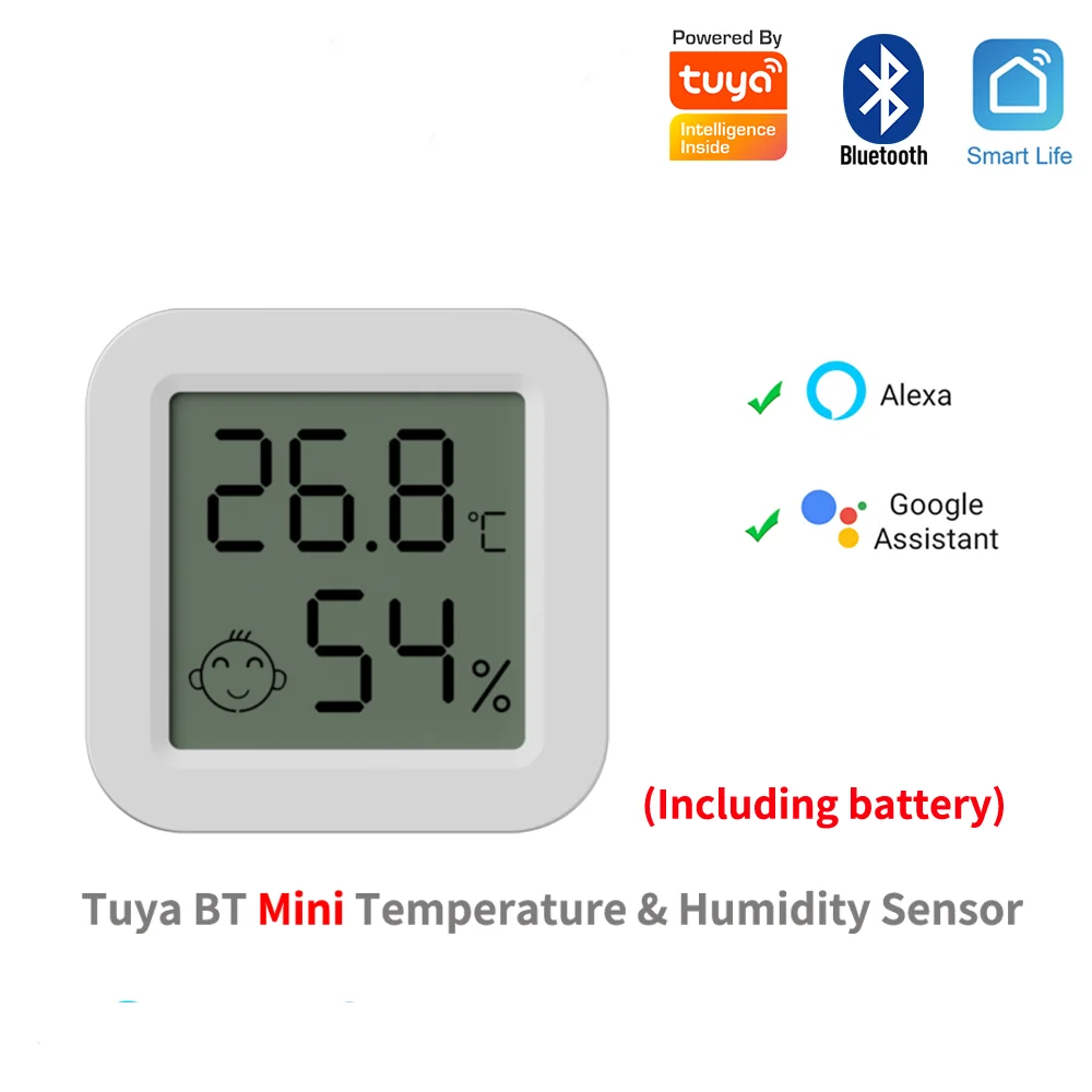 

Мини-датчик температуры и влажности Tuya BT, термометр и гигрометр с ЖК-дисплеем, совместимы с Bluetooth, с Google Home Alexa