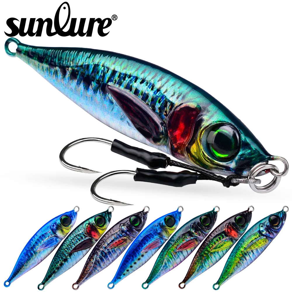 

Sunlure 1PC Metal Jigs 100g-200g Shore Casting Fishing Lure Trolling Drag Cast Bass Leurre Artificial Hard Bait Sinking Wobbler