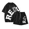 Men's casual Shorts Set alphabet print T-shirt two piece set summer high street hip hop casual wear 3