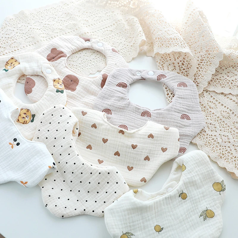 Color 360 Cotton Gause Baby Bibs Solid Flower Newborn Bib Infant Burp Cloths Bandana Scarf for Kid Girl Boy Feeding Saliva Towel baby feeding bibs infant scarf towel new baby bandana saliva for triangle dribbl