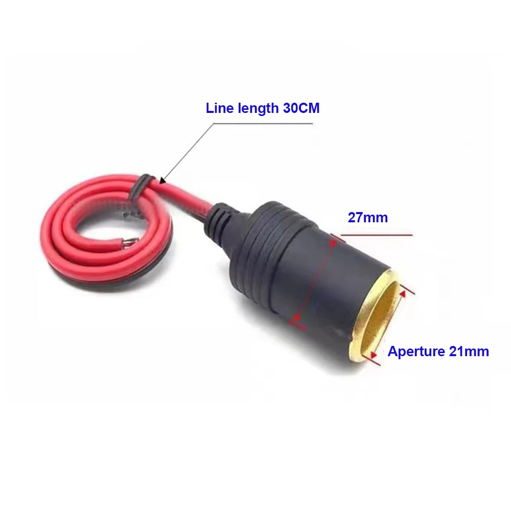 12V Universal Car Cigarette Lighter Charger with 30cm cable 10A/15A/20A Female Socket Plug Connector Adapter