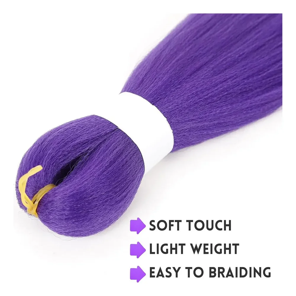 26inch Synthetic Long Purple Braiding Hair Pre Stretched Hair Extensions Braiding Hair for Stage Party Christmas Costume Cosplay