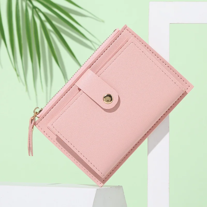 Fashion Women's Money Clip Wallet Zipper Pocket Pu Leather Purse Female Card Coin Holder Small Credit Cards Short Wallets
