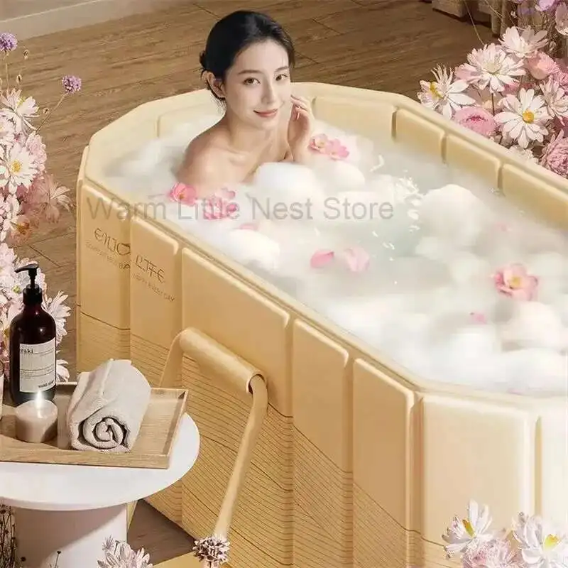 Modern Full Body Folding Bathtubs for Adults Large Plastic Bathtub Bath Bucket Bathroom Household Portable Spa Pedicure Tub