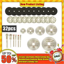 32 pçs lâminas de serra circular disco de corte madeira carpintaria diamante metal dremel broca ferramenta de corte rotativo ferramentas elétricas acessórios
