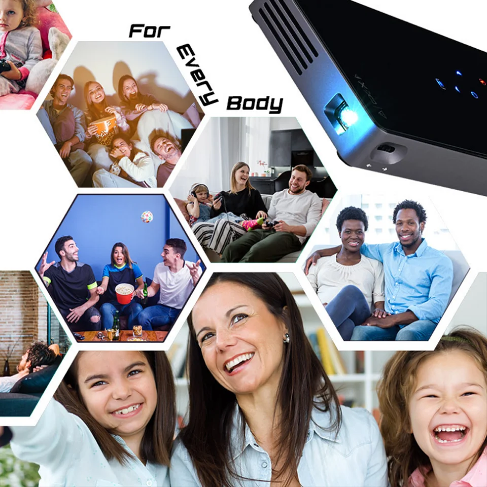 WZATCO CT50 Android OS WIFI Bluetooth Pico Mini Micro lAsEr DLP Projector Portable Proyector with Battery for Home Theater