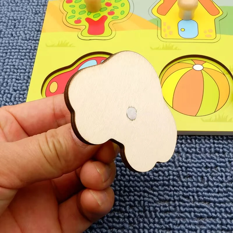 Kids Montessori 3D Wooden Puzzle Hands Grab Child Puzzle Educational Learning Toys Baby Games Puzzles For Kids 1 2 3 Years Old 3