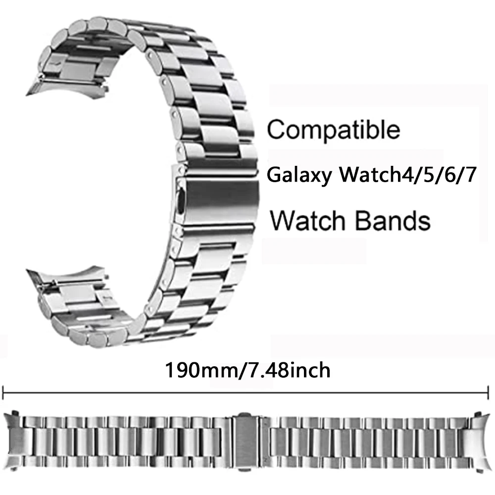 Premium Stainless Steel Metal Strap - Matte Finish Link Bracelet, No Gaps Design, 20mm Width