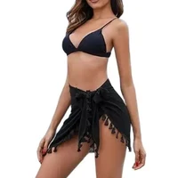 Women's Sarong Coverups Sexy Short Bathing Suit Chiffon Wrap Skirt Beach Swimsuit Cover Ups with Tassels Swimwear - Image 2