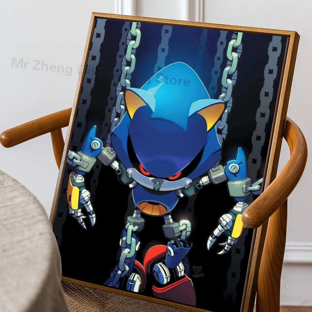 thumbnail image 1 of Pegatinas de papel autoadhesivas de dibujos animados de Sonics, videojuegos de anime clásicos, impermeables, para decoración de pared de cafeterías, bares y habitaciones, 1 of 5